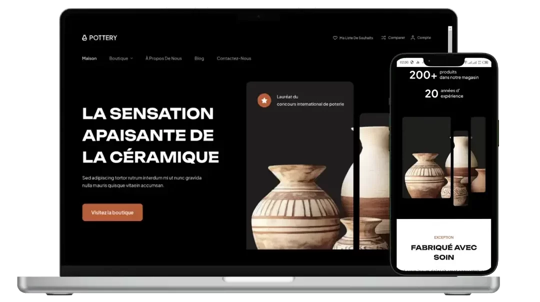 Aperçu d'un site web responsive sur différents appareils